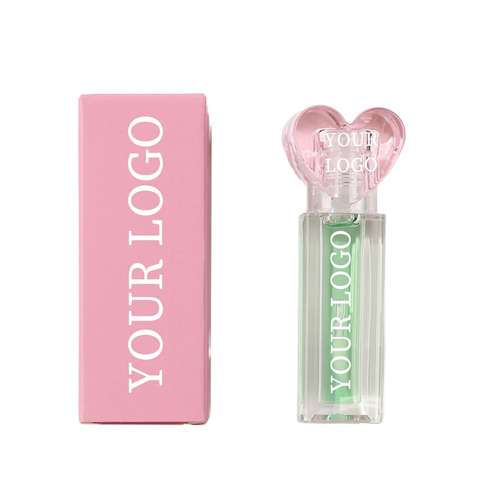 Private Label Hartvormige lipolie Aangepast logo Moisturizer Langdurige fruitsmaak Make-up Groothandel Wreedheidsvrije vierkante buis