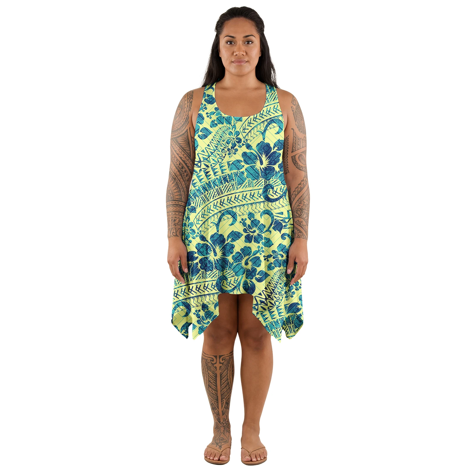 

2026 New Custom Logo Clothes Polynesian Tribal Ladies Wear Elegant Island Aloha Dress Women's Tank Top With Short Skirts Samoan