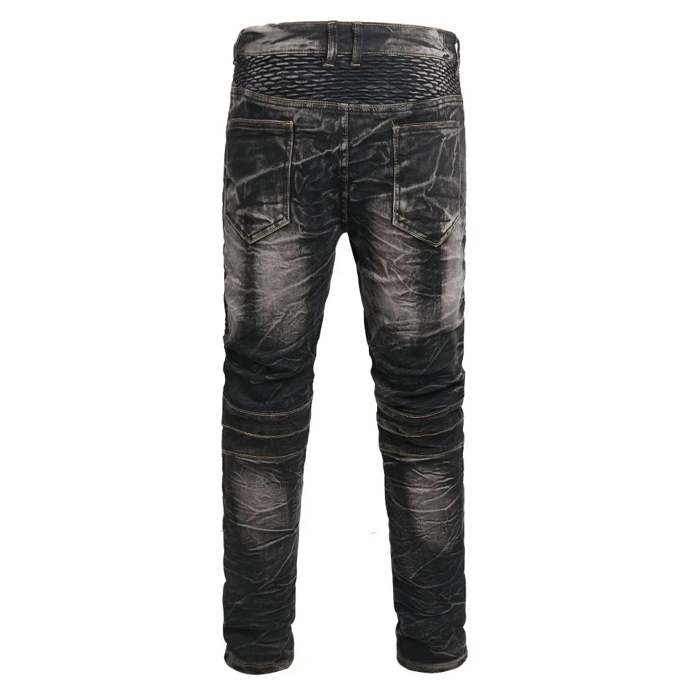 Pantalones vaqueros ajustados rasgados estilo callejero Punk para hombre, pantalones vaqueros lisos con lavado Vintage, pantalones vaqueros ajustados informales con agujeros, novedad