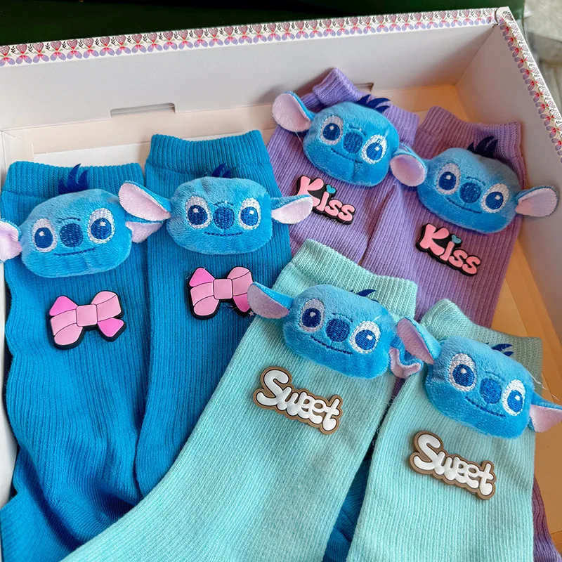 

New Disney Stitch Long Socks Middle Socks Cute 3d Personalized 3d Stacked Socks Cute Pendant Suitable For Adults And Child