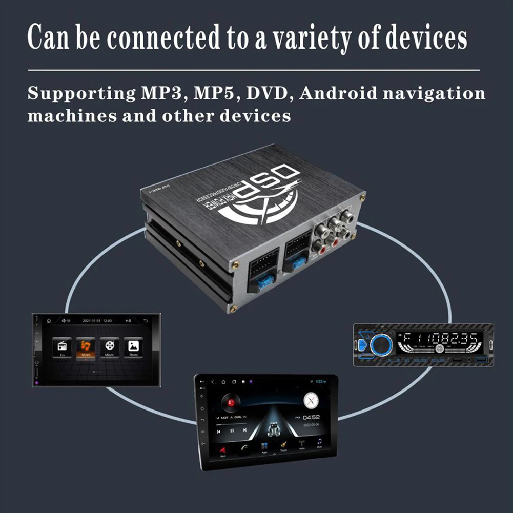 4x50 واط سيارة DSP معالج الصوت الرقمي دعم APP التحكم DSP سيارة مكبر كهربائي سيارة DSP مكبر للصوت لتعزيز صوت السيارة