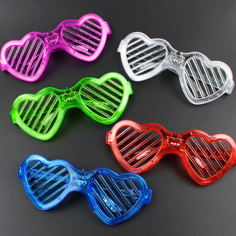 Creative Fun LED Glowing Glasses Funny Cute Love Blinds Flash Glasses Children's Toy Adult Holiday Party Bar Event Supplies Gift