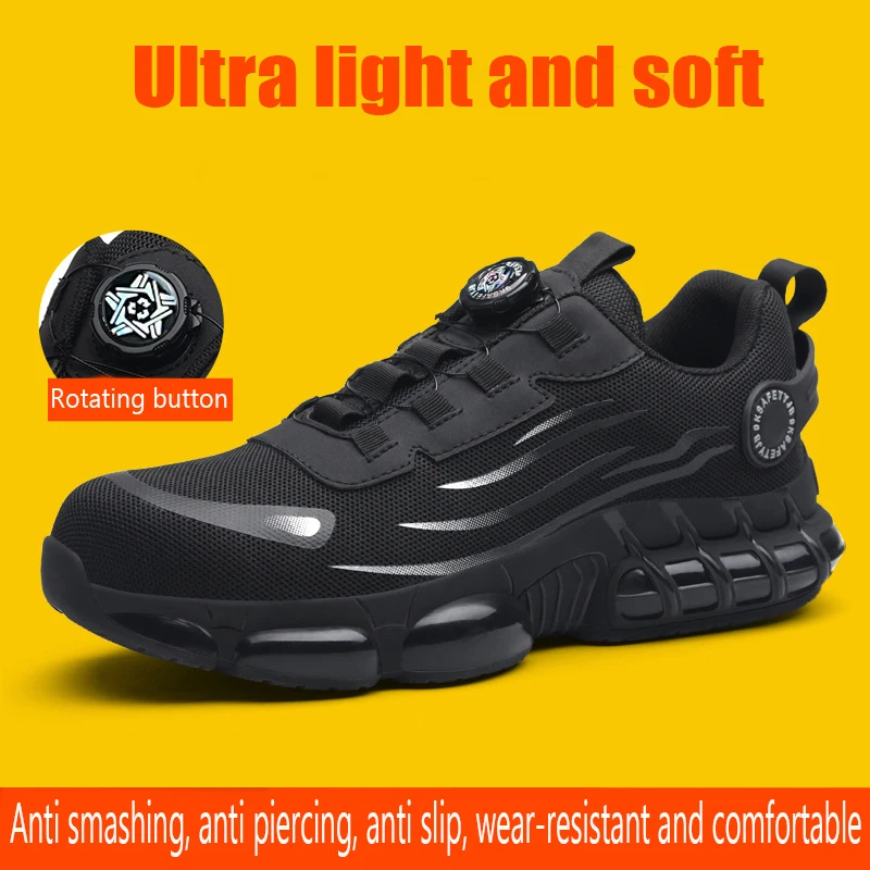 

Cross Border Labor Protection Shoes Anti Smashing Anti Piercing Rotating Button Steel Toe Lightweight Wear-resistant Work Shoes