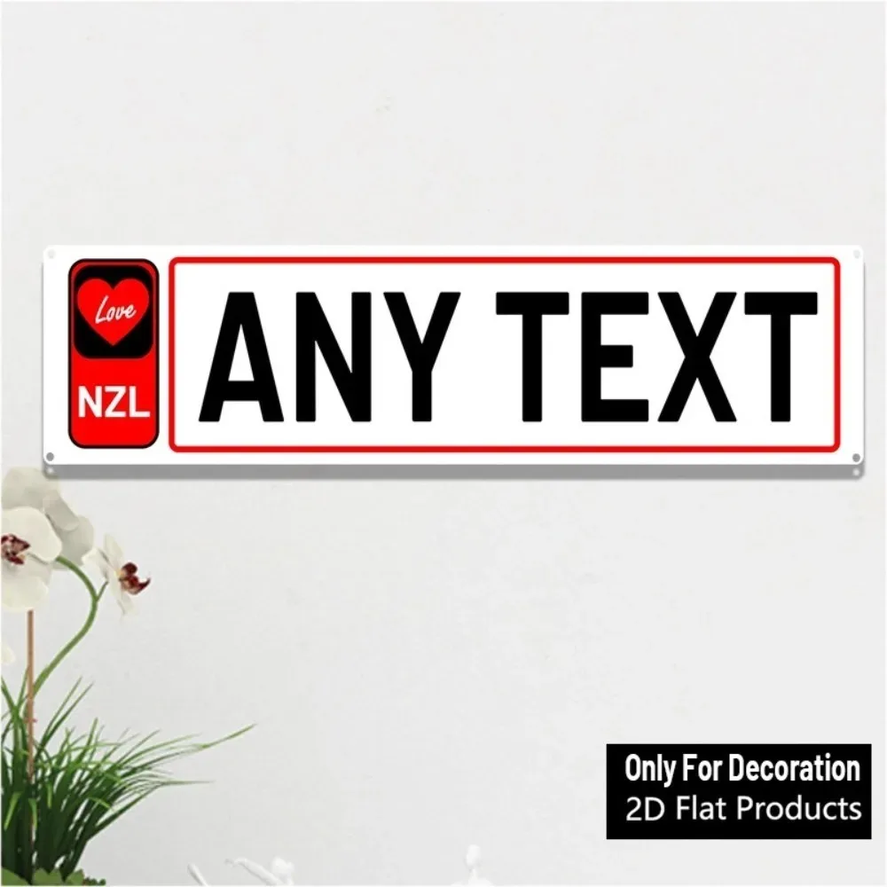 Custom NZ Red Heart Aluminum Metal Sign Personalized Text Cafe Garage Wall Decor Only view 3