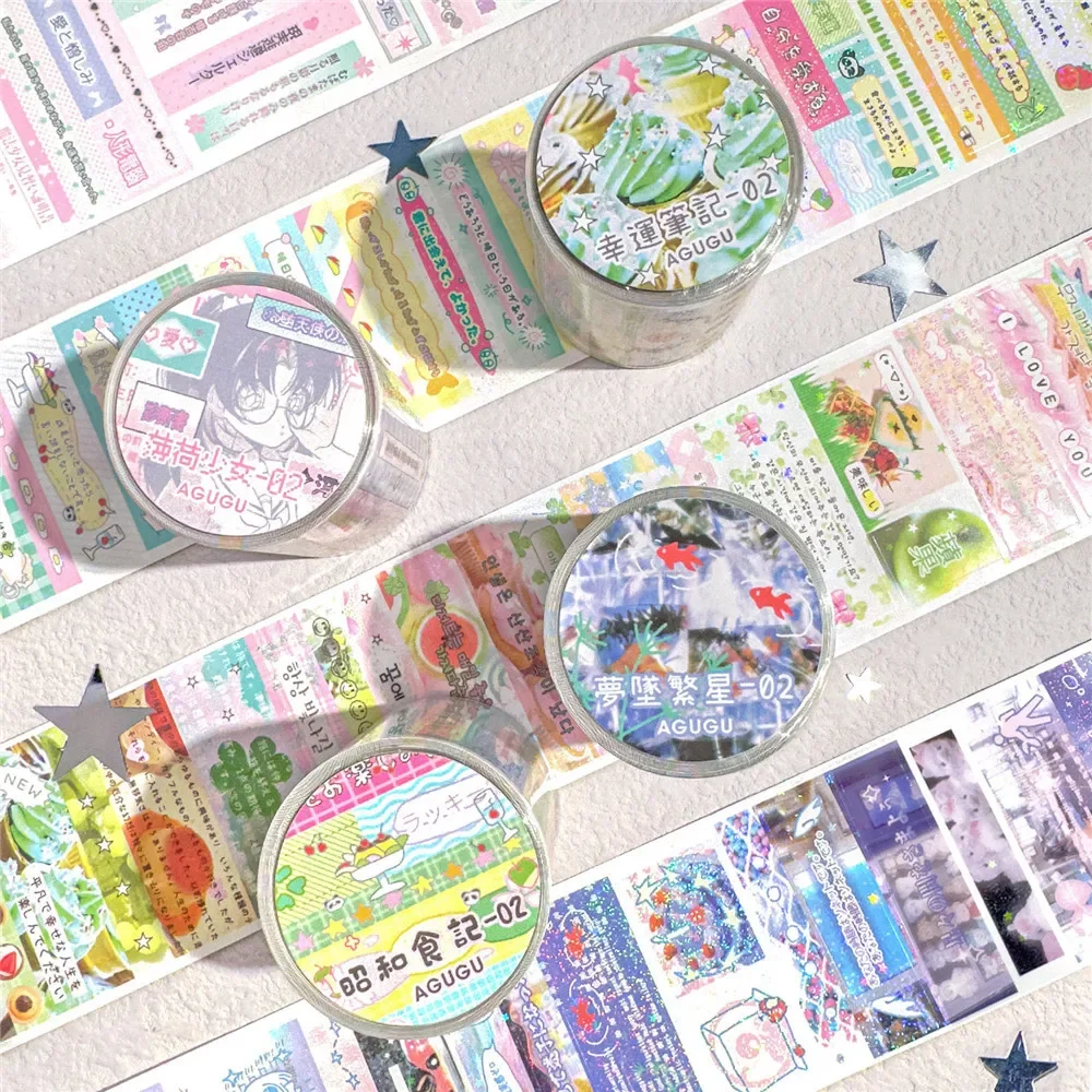 Vintage Showa Era Style PET Tape Stickers for Craft Supplies Scrapbooking Kawaii My Memories Series Stickers Junk Journal