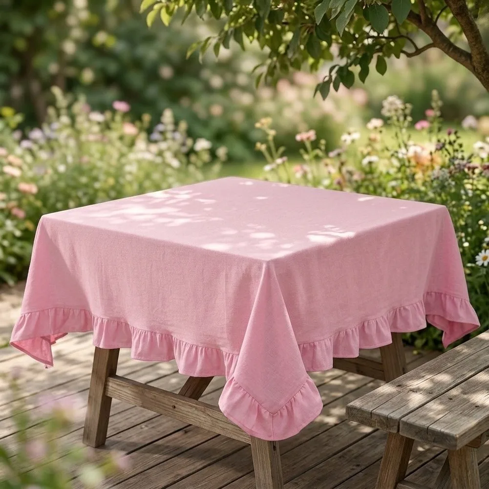 Cotton Gingham Tablecloth 140cm x 140cm for Dining Tables Picnic Areas Living Room Tables and Seasonal Decor Cotton