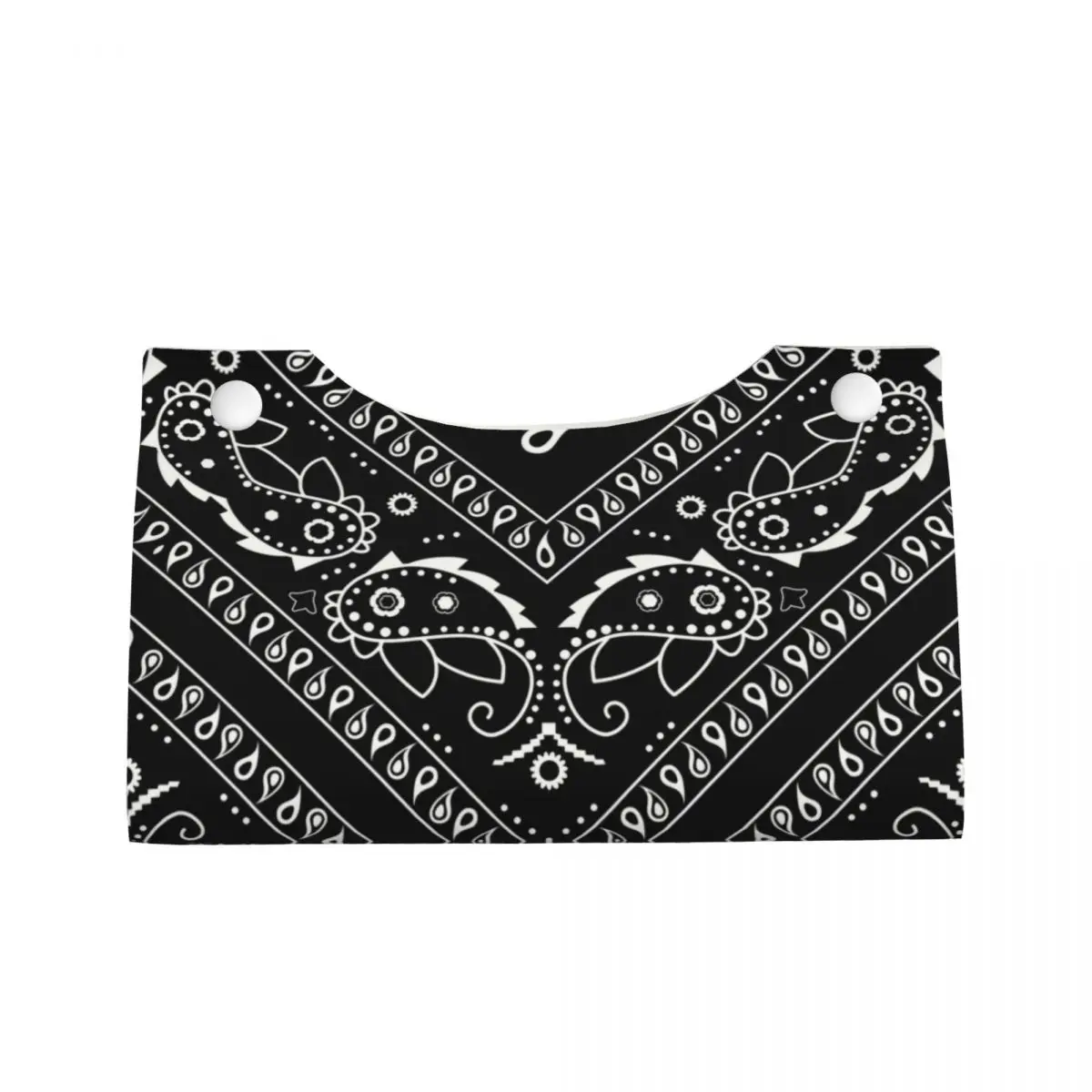 Custom Black Bandana Pattern Facial Tissue Box Cover Rectangular Paisley Style PU Leather Tissue Box Holder for Car Toilet