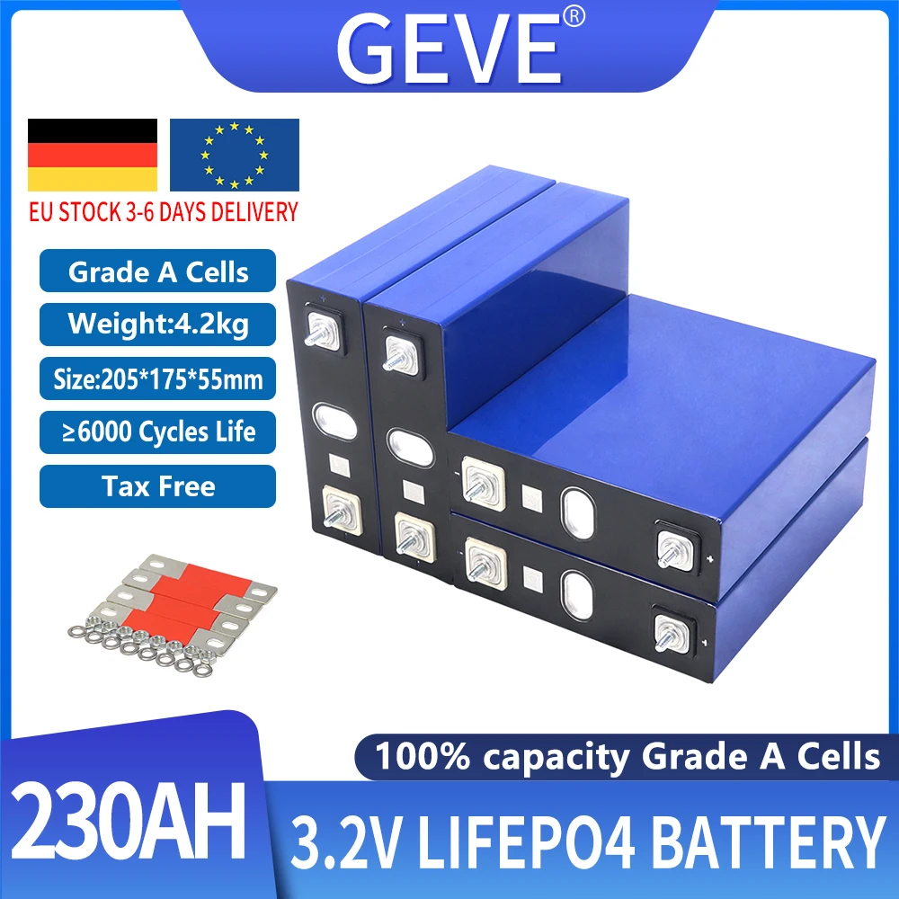 Fast Delivery 3.2V 50Ah 100Ah 230Ah 320Ah lifepo4 Lithium Iron Phosphate Battery DIY 12V 24V 36V 48V Solar Rechargeable Cells