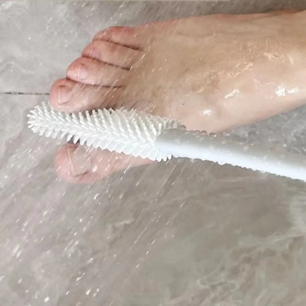 2 pçs criativo toe gap escova de limpeza manipulado alça longa silicone toe escova confortável ergonômico escova de limpeza dos pés