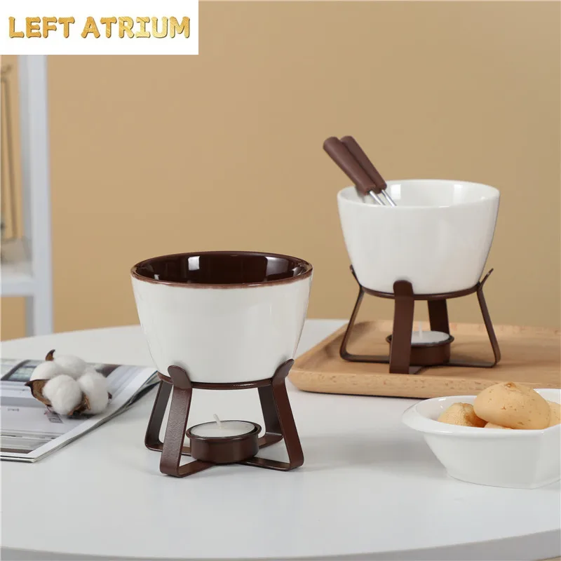 Cuenco de cerámica para queso, Fondue de Chocolate, horno de fusión, olla caliente, estufa, plato de comedor, plato de postre, bandeja aislante calentada, olla para queso