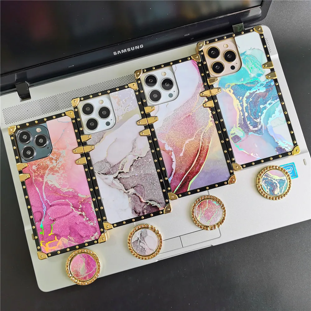

Luxury Glitter Shockproof Marble Pattern Retro Phone Case for iPhone 17 pro Max Air 11 12 13 14 pro 15 pro 16 plus Women Cover