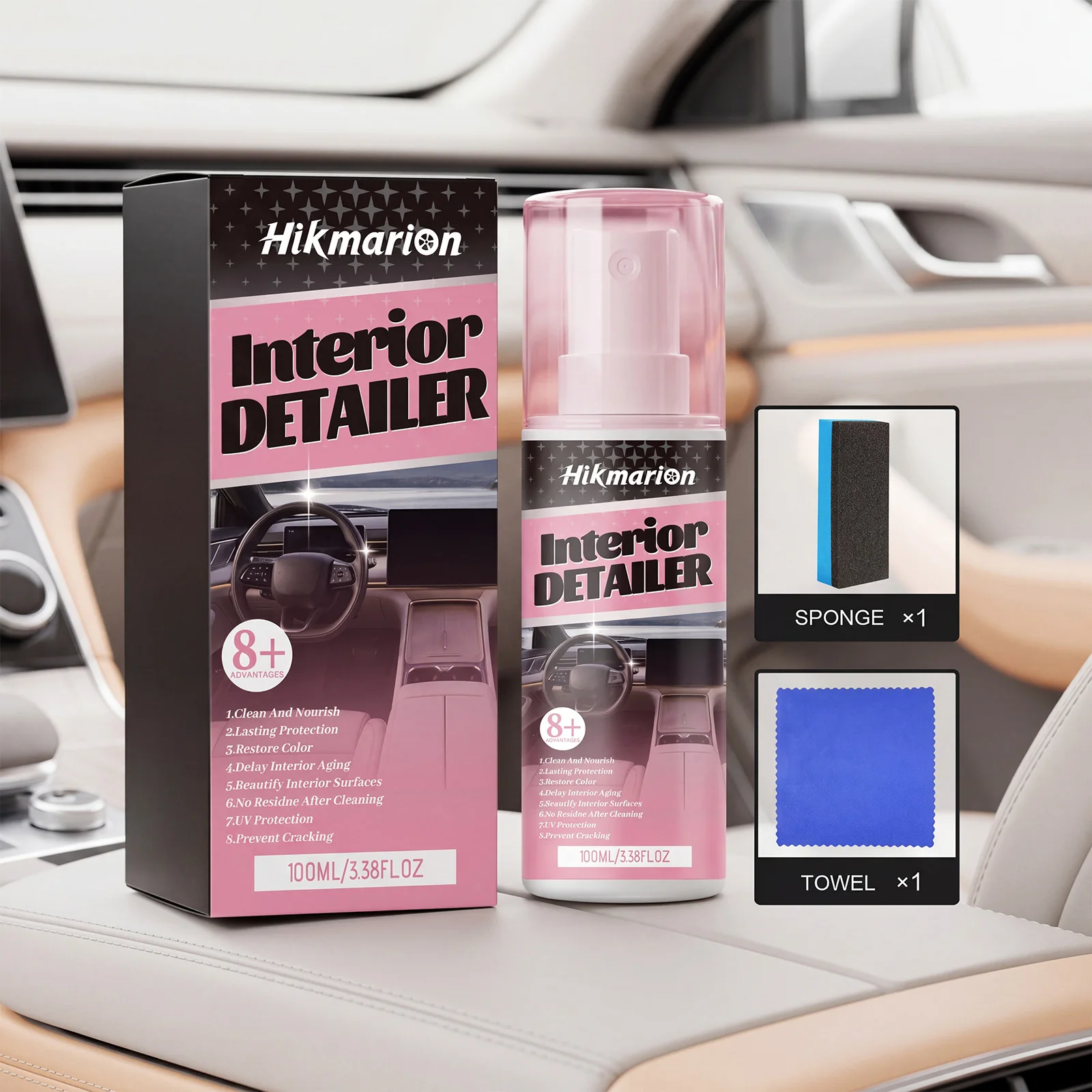 Hikmarion Car Plastic Restorer Auto Interior Panel Renewal Wax Coating Leather Plastic Rubber Polish Reconditioning Care Cream