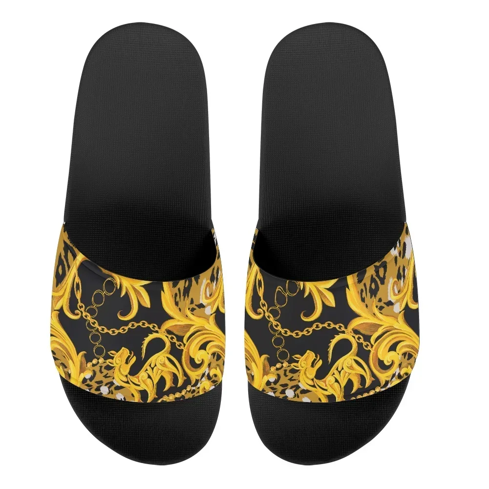 

Модные шлепанцы и сандалии унисекс с сублимационной печатью на заказ: розы, леопард, золото