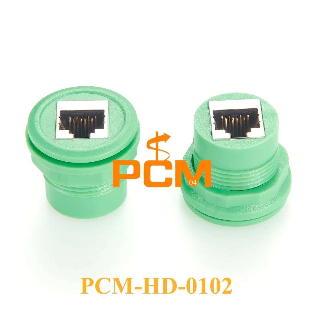 Passthrough RJ45 8P8C coupler female to female Profinet connector,Green round panel mount,for RJ45 wire conenction