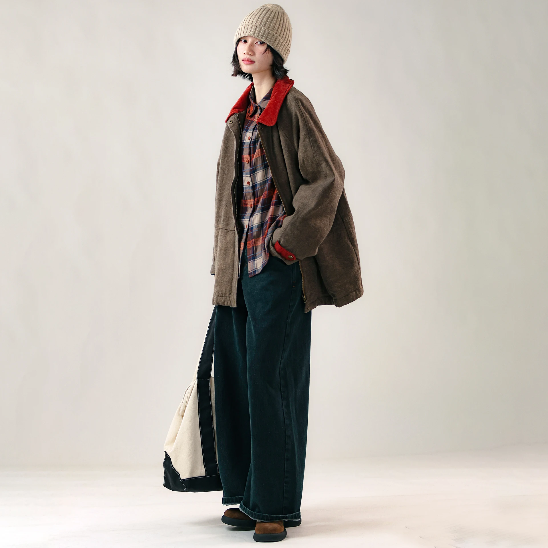 

Ретро-куртка из джинсовой ткани с добавлением конопляного хлопка, ветрозащитная, свободного кроя, женская, повседневная, рабочая, зимняя, с длинными рукавами