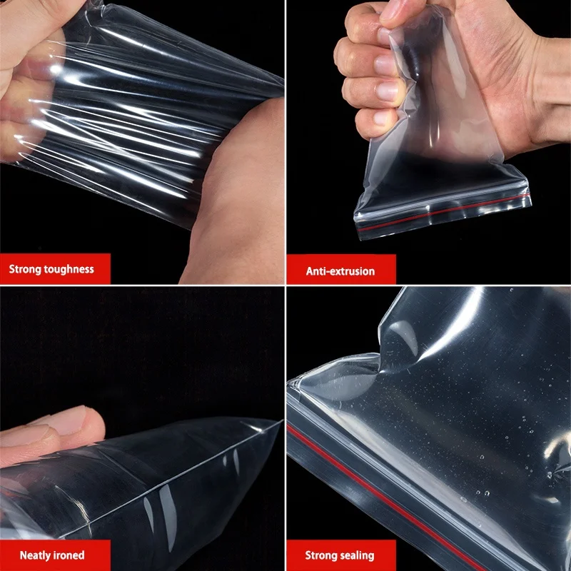 100pcs/pack 13 Small Sizes Zip Lock Plastic Bags Reclosable Transparent Bag Vacuum Storage Bag  Clear Bags Thickness 0.05mm