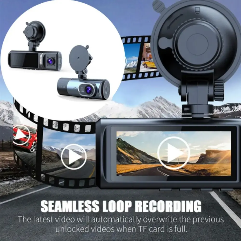4K Ultra HD Dash Cam Starlight Night Vision Loop Video Car Recording WDR Dynamic Adjustment Three Way Driving Recorder Car Use