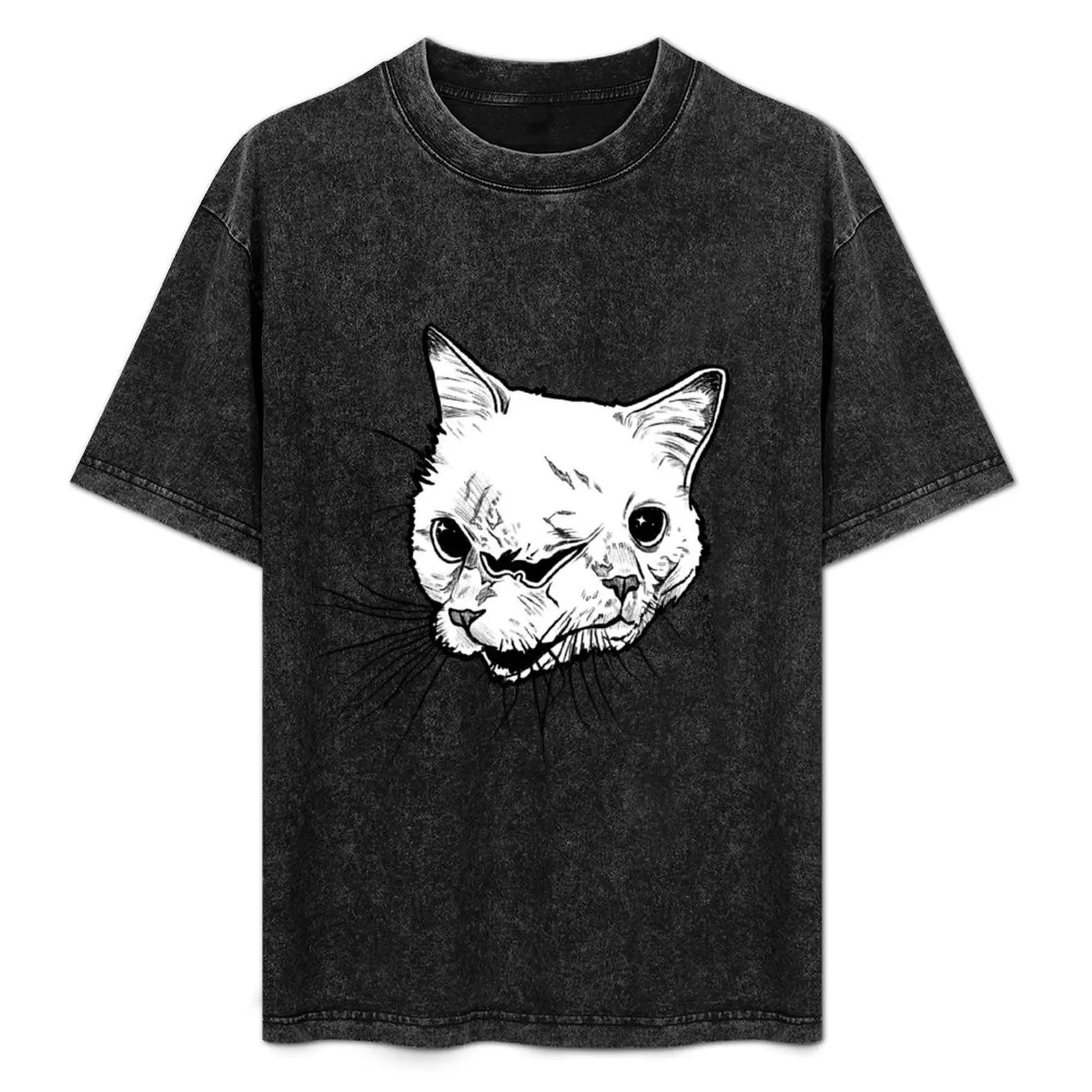 Two faced cat T-Shirt Fashion Casual Short Sleeve T-Shirt