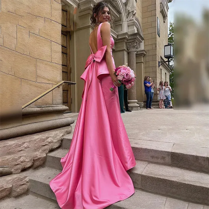 

-neck side split bow Ladies PROM Party Wedding Bridesmaid Formal Occasion Evening dress вечернее платье