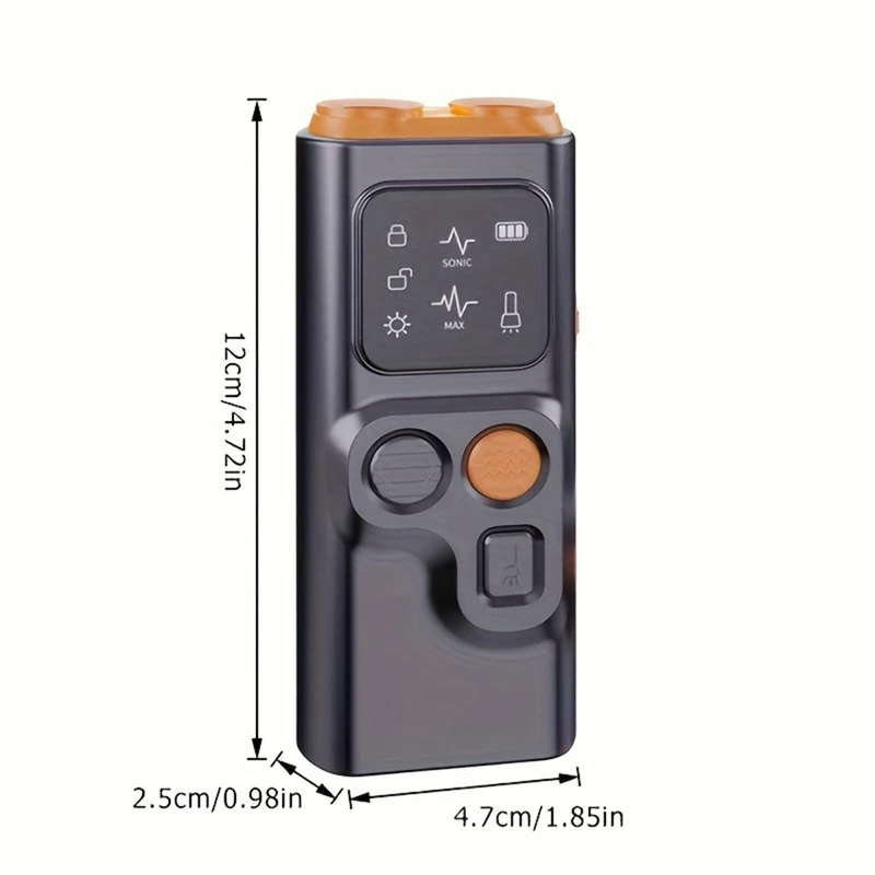 USB Rechargeable Sonic Dog Repeller With Dual Ultrasonic Emitter And High-Frequency LED Flashlight, Anti-Barking Device