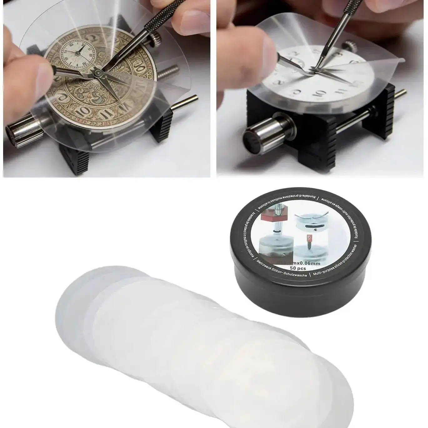50 Stück 50mm Kunststoff-Uhrenzifferblatt-Schutzkappen Kratzfeste Uhrenreparatur-Werkzeuge für Uhrmacher & Reparatur-Enthusiasten