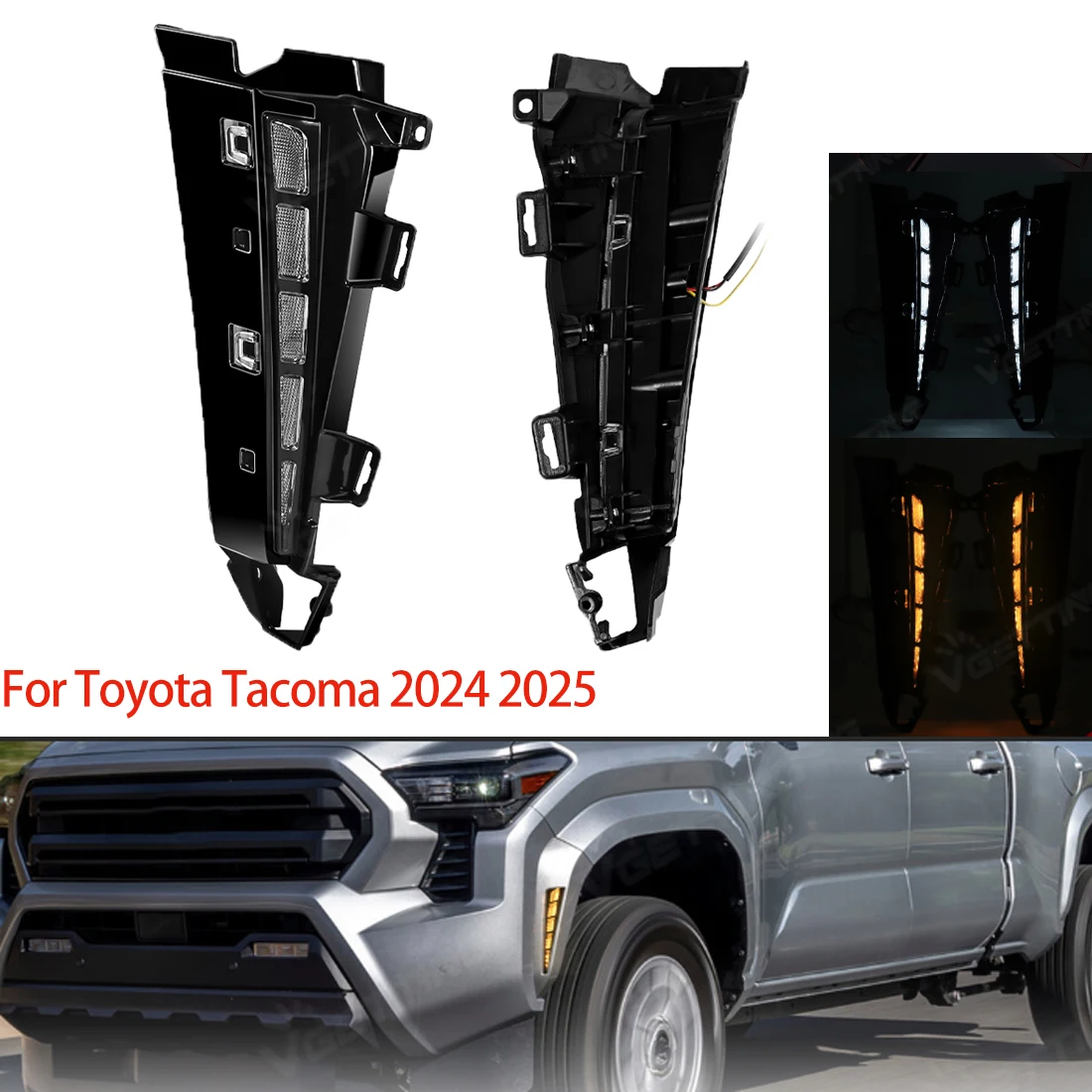 

Car Wheel Eyebrow Lamp For Toyota Tacoma 2024 2025 LED Front Fender Daytime Running Lights Dynamic Turn Signal Light Accessories