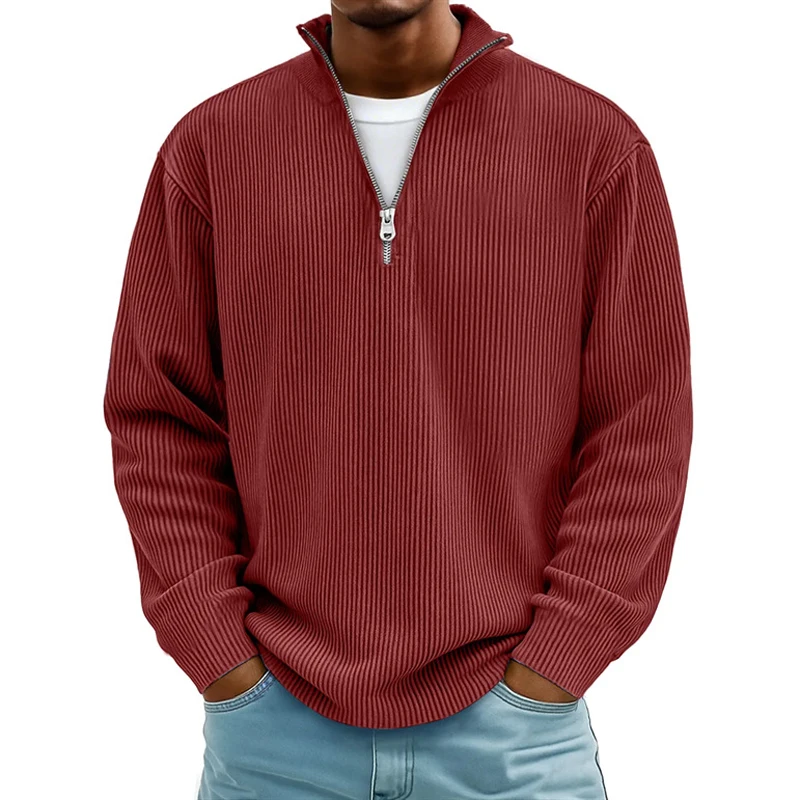 2026 Autumn Winter Half Zipper Sweatshir Men Solid Loose Casual Hoodie Stand Collar Long Sleeve Warm Sportswear Male Streetwear