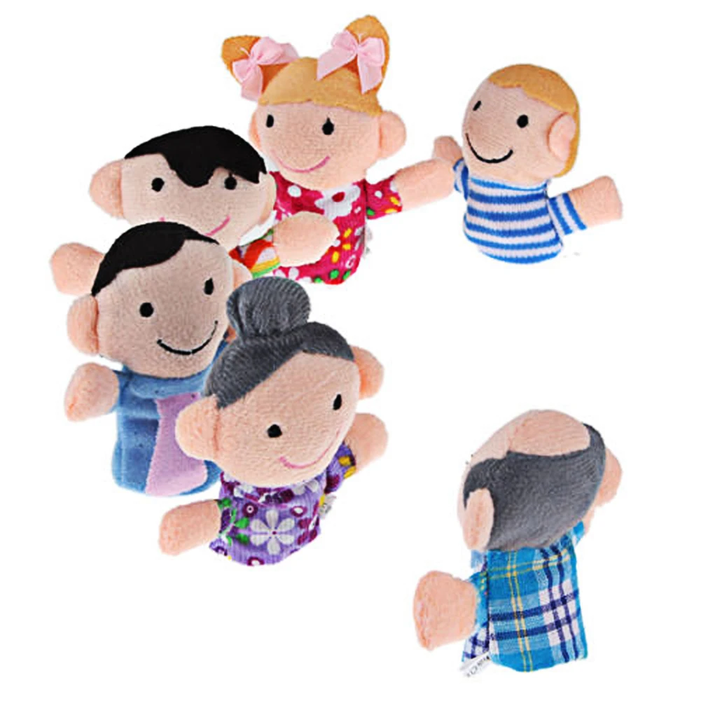 6 Stuks Familie Vinger Poppen Cartoon Pluche Doek Leren Verhaal Poppen Speelgoed Ouder-Kind Interactie Schattig Voor Jongens Meisjes Vakantie Geschenken