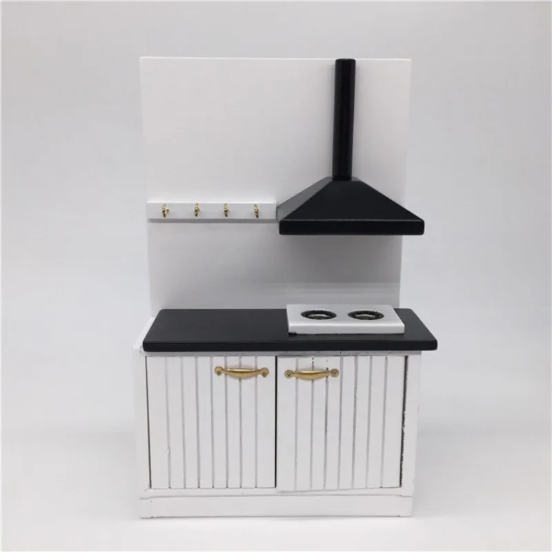 Scène de cuisine pour maison de poupée 1:12, modèle blanc, ensemble de cuisine de style européen, accessoires faits à la main, jouets de maison de jeu