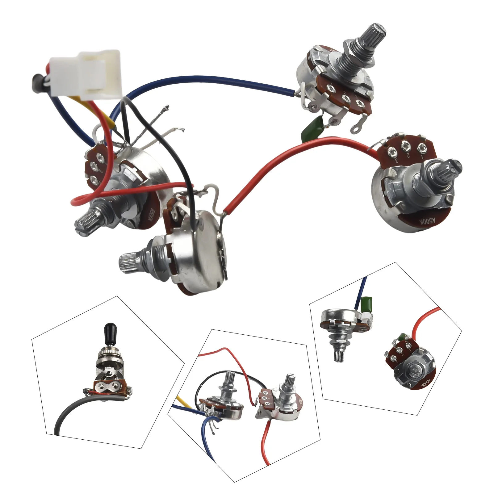 

Plug-in Circuit Guitar Wiring Musical Instruments 1 Toggle Switch 2 Volumes 2Pcs A500K Plug-in Circuit Assembly