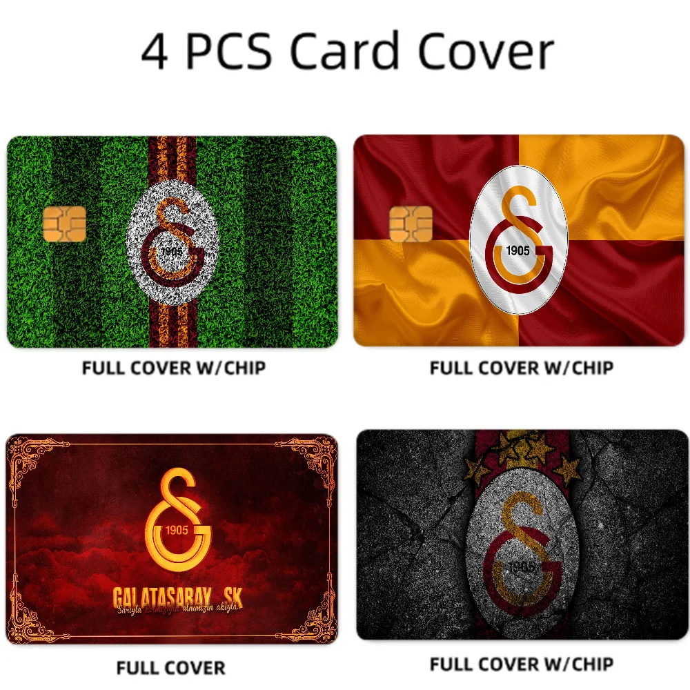 1905 Galatasaray Logo Anime Cartoon 4pcs 1Set Skin Stickers Film Tape Case For Big Credit Debit Card Front Side