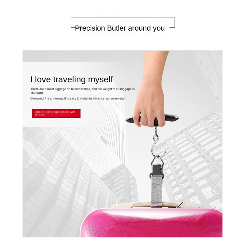 ตาชั่งพกพาน้ำหนัก50กก., เครื่องชั่งน้ำหนักกระเป๋าเดินทางดิจิทัลขนาดพกพาน้ำหนัก50กก. จำนวน1ชิ้น