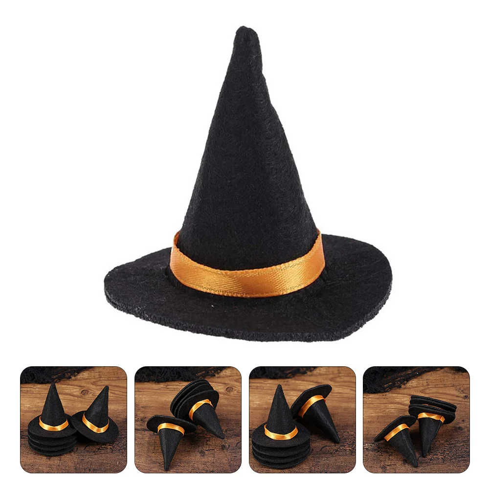 

10 Pcs Mini Witch Hat Caps Bottle Toppers Decor Halloween Sweets Pumpkin Cake Child