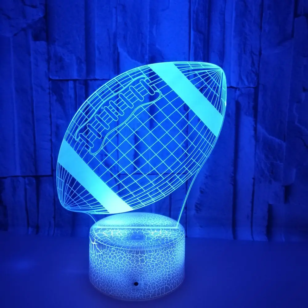 Nighdn luz nocturna de Rugby 3D, ilusión óptica, lámpara de mesita de noche LED, decoración del hogar de fútbol, regalo de cumpleaños y Navidad para niños y niñas