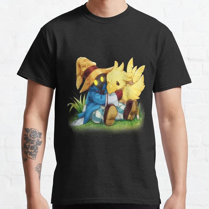 Chocobo Vivi Final Fantasy rpg game vintage video game geek nerd printed T Shirt Men's 100% Cotton Clothes Gift Idea clothing