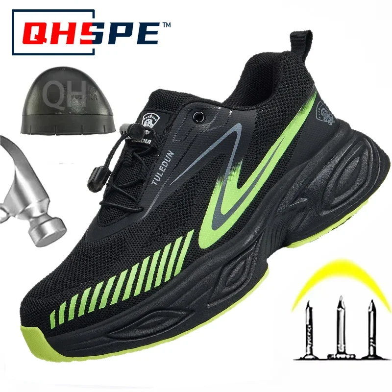 Men Steel Toe Safety Shoes Anti Smash Puncture Proof Slip Resistant Breathable Soft Sole Wear Resistant Work Boots