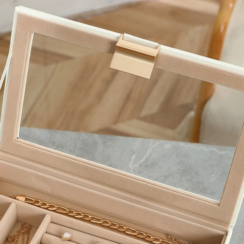 صندوق مجوهرات جلدي، صناديق تخزين خاتم فاخرة بسيطة، قلادات ذات سعة كبيرة، أقراط، علبة عرض، تغليف المجوهرات، هدية