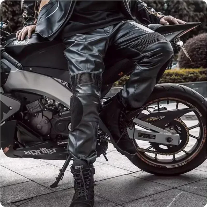 

Winter DUHAN PU Motorcycle Pants CE Knee Protector Men Wear-resistant Motocross Riding Trousers Windproof Motorbike Bottoms Pant