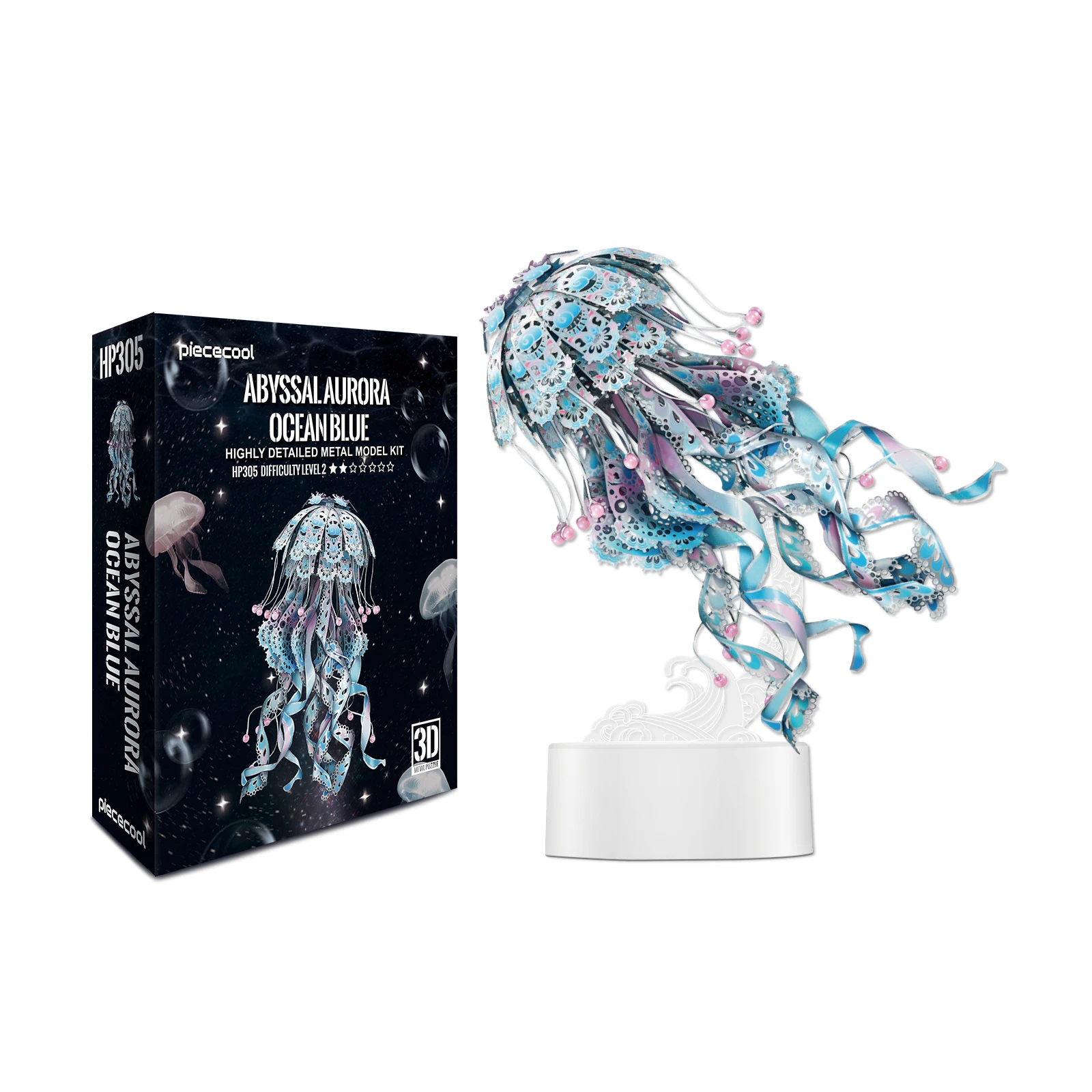 Piececool 3D Metal Model Kits Ocean Blue Jellyfish Model Kit 3D Jigsaw Puzzles Building Blocks for Adult Home Decoration Gifts