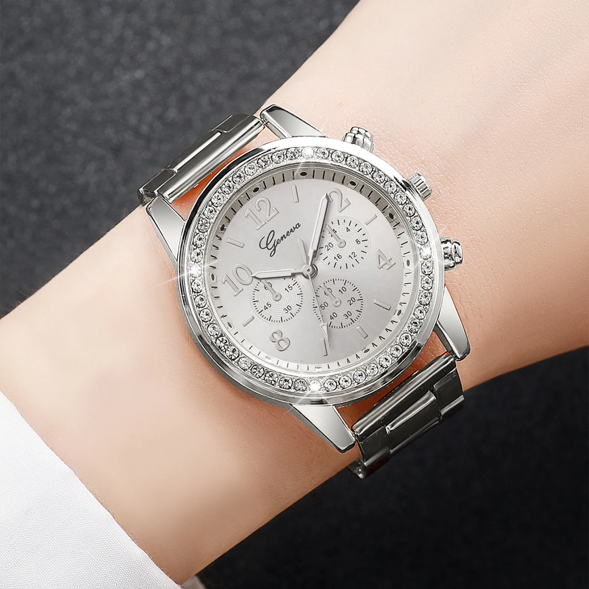 3PCS/Set Fashion Rhinestone Women's Watches Stainless Steel Band Quartz Watch（Without Box）