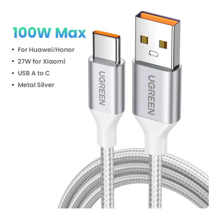UGREEN USB A-USB C 케이블 타입 C 고속 충전 케이블 6A USB 2.0 편조 케이블