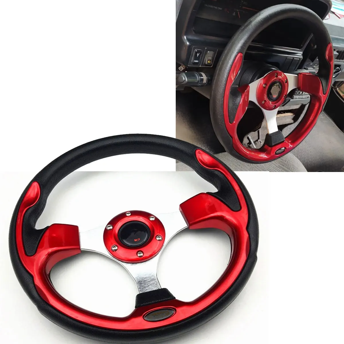 Universal Car Sport Steering Wheel Racing Universal 320mm/13Inches Pu Steering Wheel High Quality And Durable With Horn and Logo