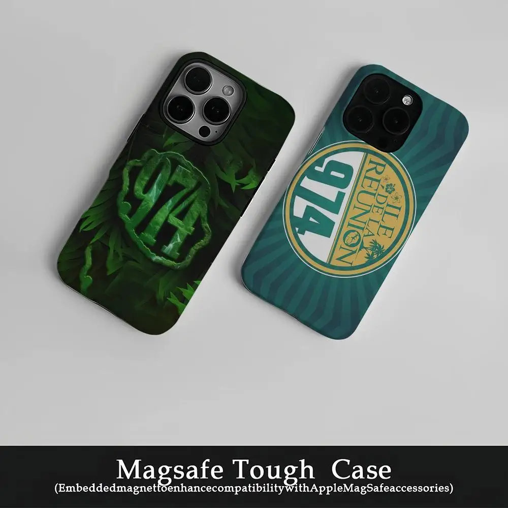 

974 Reunion Island Logo Phone Case Film Korean INS For IPhone 16 15 14 13 12 11 Pro Max Plus Luxury Magnetic Double-layer Cover