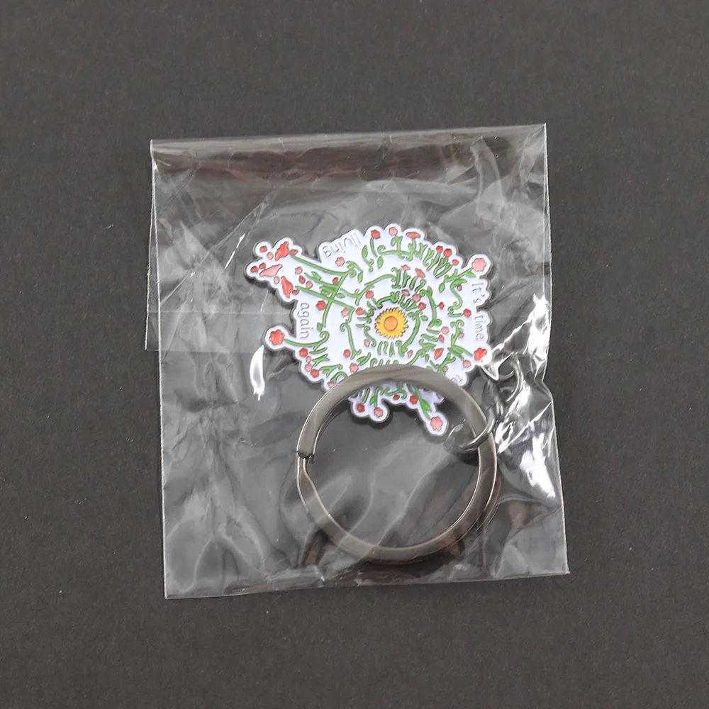 Es ist Zeit, wieder zu leben. Blumen-Schlüsselanhänger mit inspirierenden Zitaten, Schlüsselring, Rucksack-Schlüsselzubehör, Gamer-Geschenk. – Detail 13
