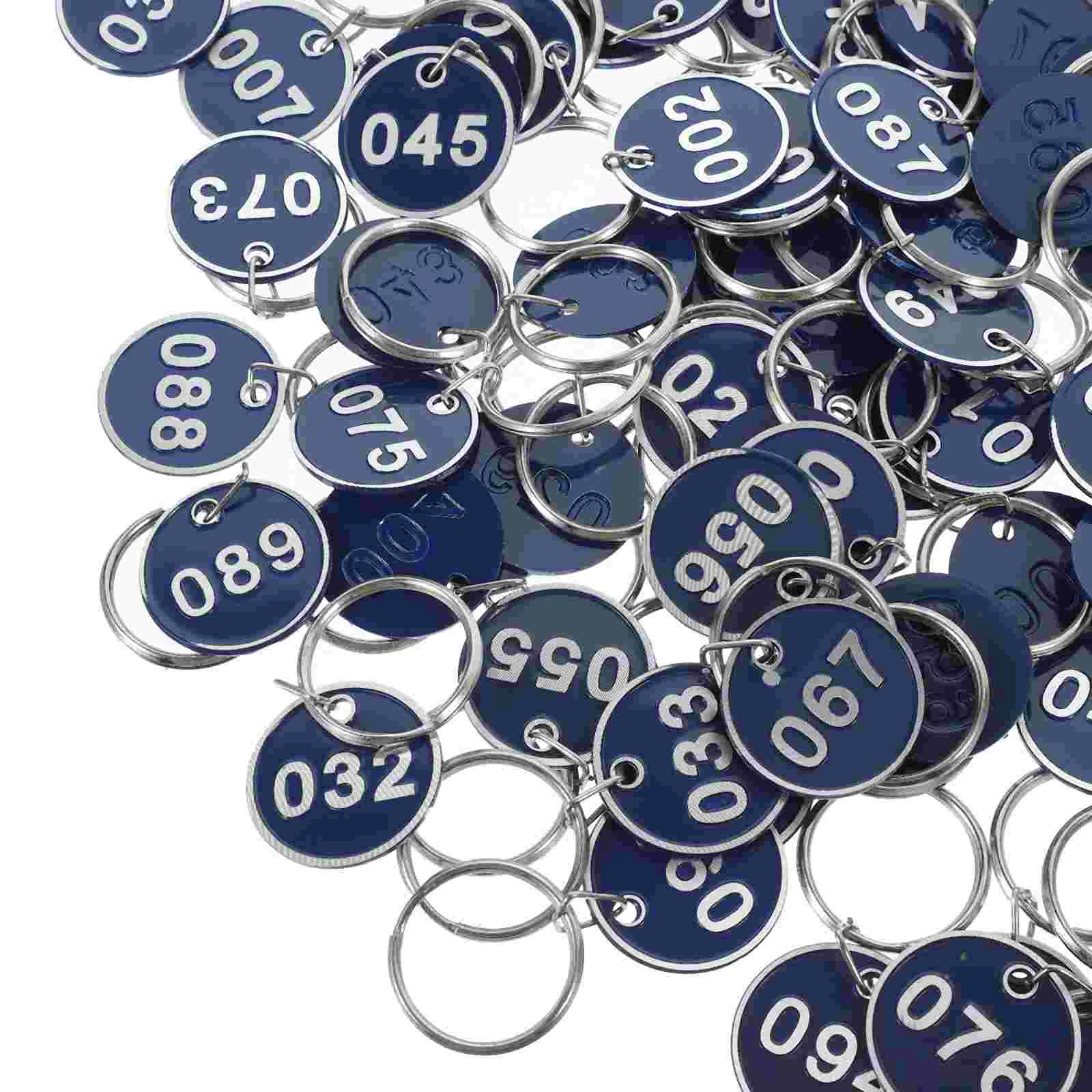 100 Pcs Hand Sign Listing Key Chain Tags with Labels Accessories Ring Numbered for Swimming Aluminum Alloy Rings