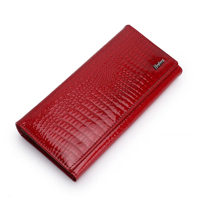 Western Crocodile Pattern Cowhide Leather Hasp Women Wallet Fashion Large Capacity Coin Purse for Ladies