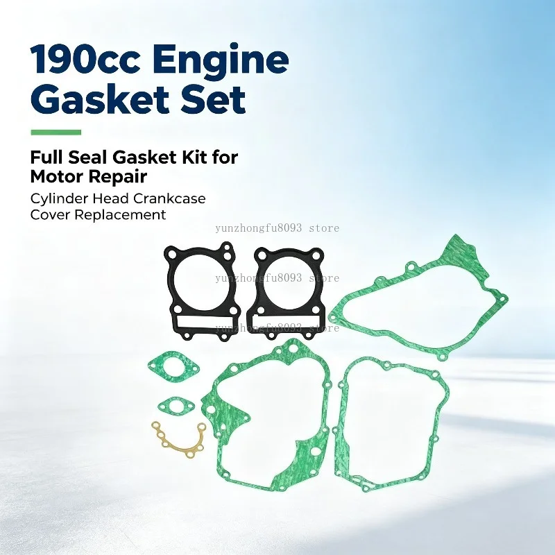 190cc Engine Gasket Set, Full Seal Gasket Kit for Cylinder Head Crankcase Cover Motor Repair Replacement