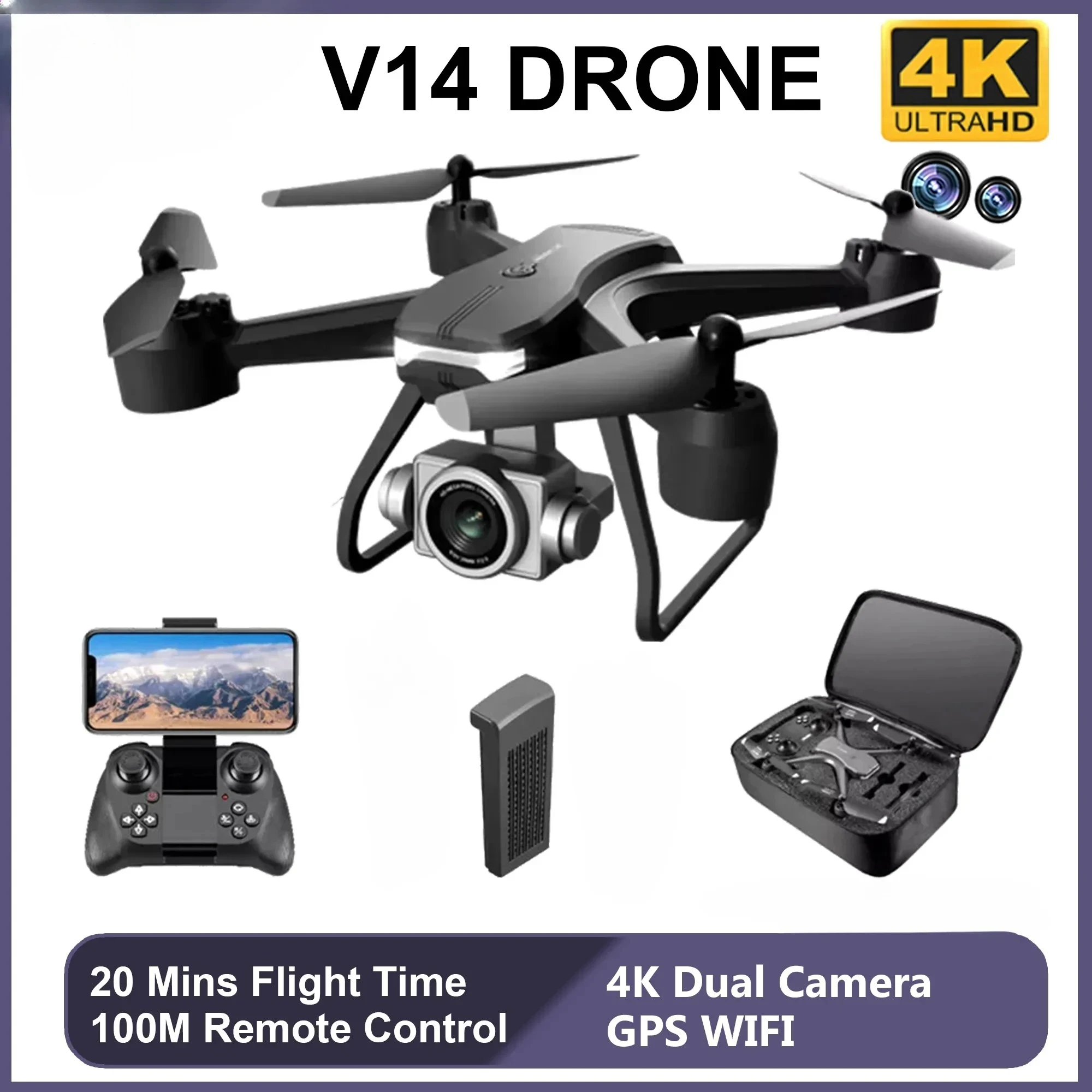 

V14 Drone Professional 6K HD Dual Camera Wide Angle 1080P WiFi FPV Drones Quadcopter Helicopter drop resistant Kids Dron Toys