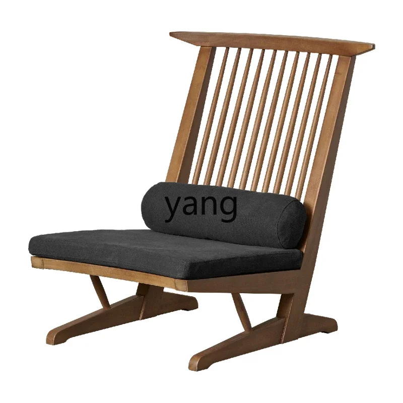 LTT Wabi Sansi Wind Nakajima George Sillón de madera maciza, sillón medieval con respaldo alto