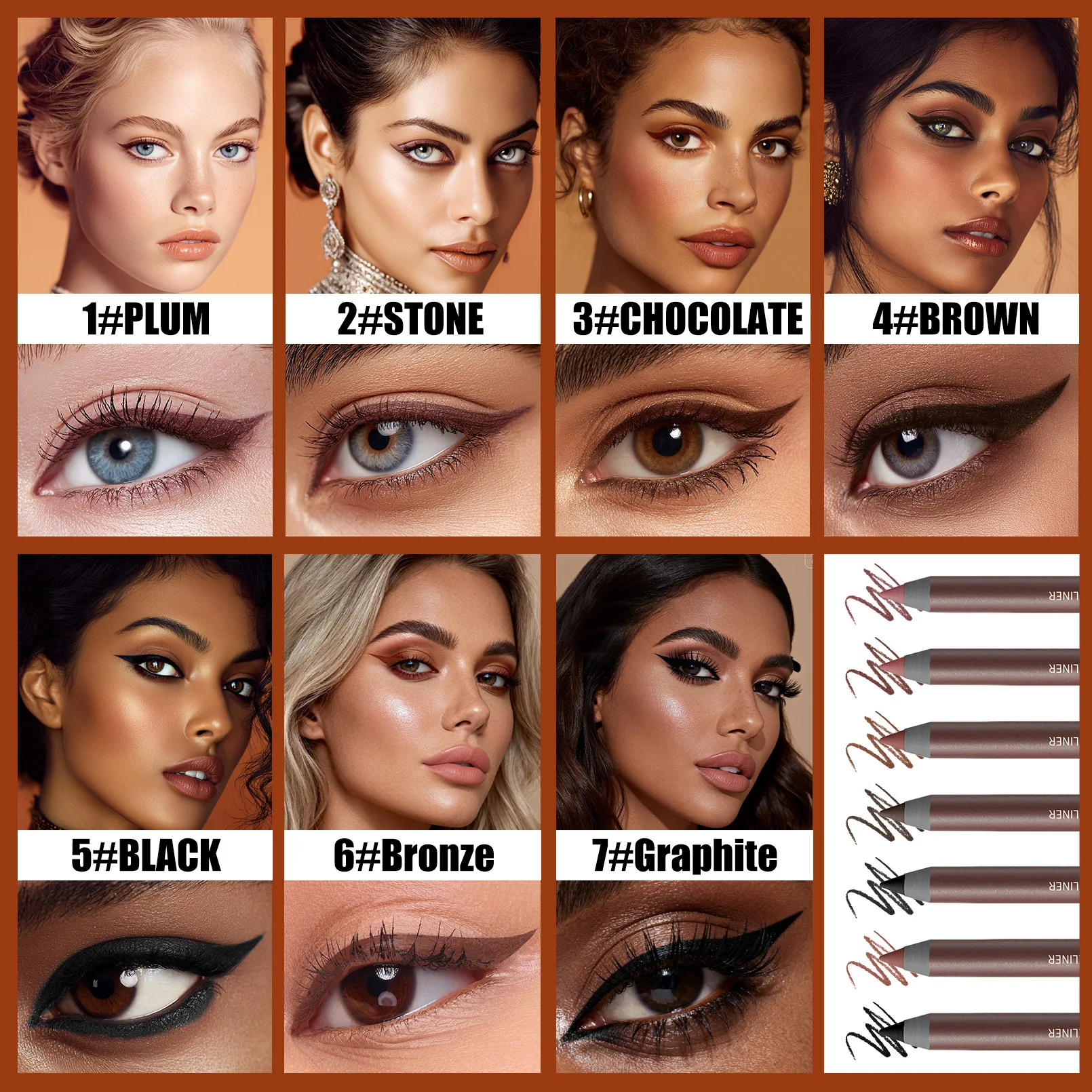 Matita per sopracciglia Penna per trucco occhi professionale impermeabile per donna Finitura opaca Impermeabile a lunga durata e a prova di sbavature